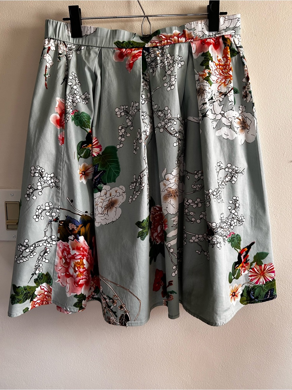 Sage Floral Circle Skirt with Multicolor Blooms